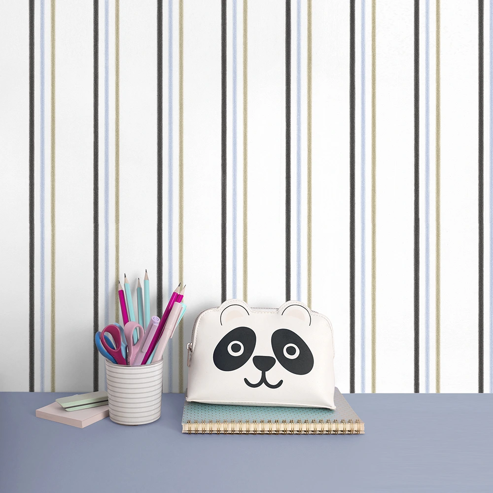 کاغذ دیواری کودک طرح راه‌راه | آبی کد 12116