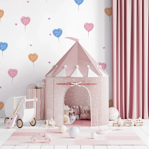 کاغذ دیواری کودک طرح بادکنک‌های قلبی | سفید کد 12007