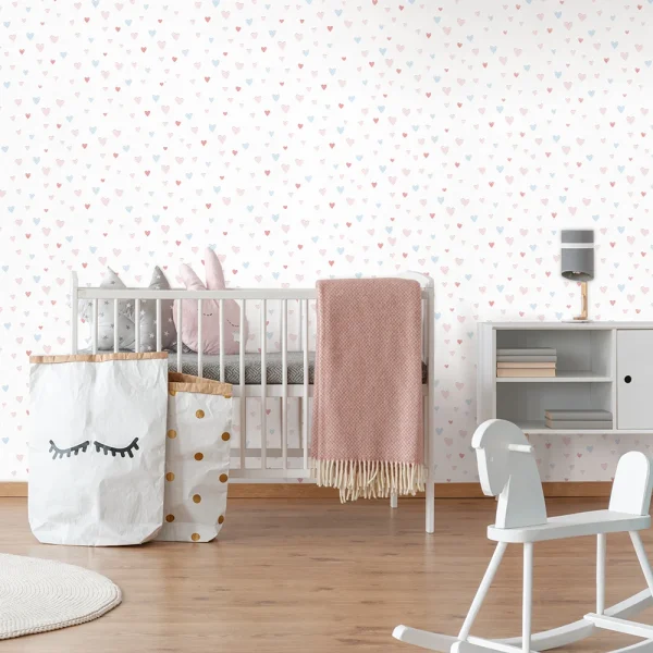 کاغذ دیواری کودک طرح قلبی | سفید کد 12028