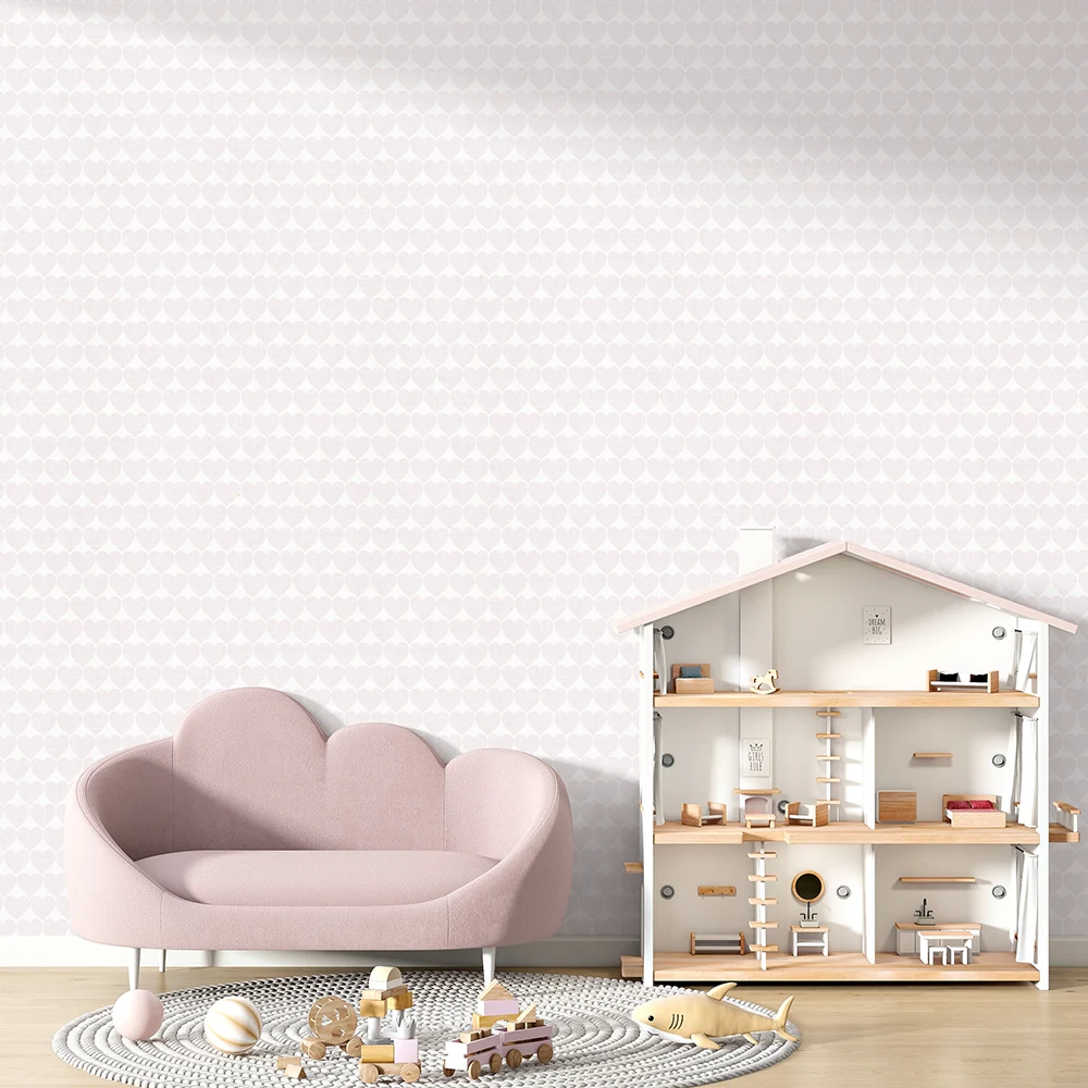 کاغذ دیواری کودک طرح قلب | صورتی کد 12088