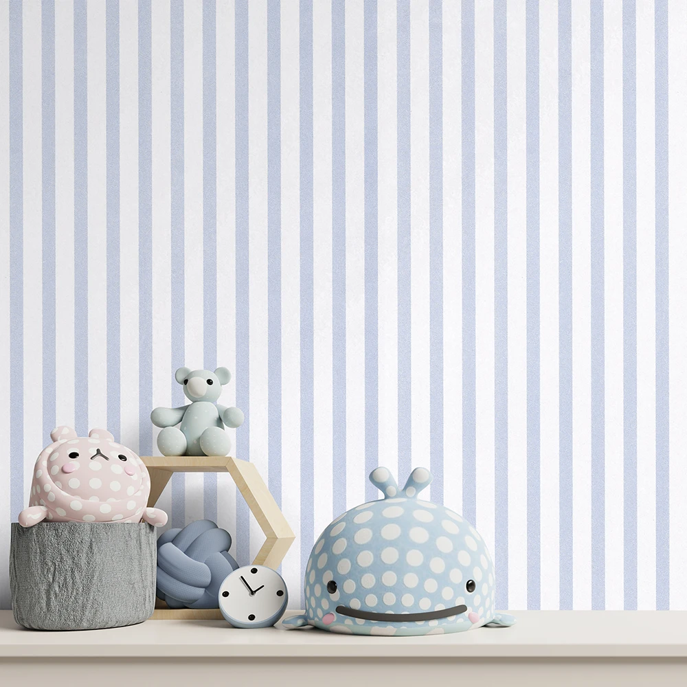 کاغذ دیواری کودک طرح راه‌راه | آبی کد 12039