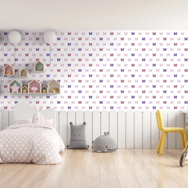 کاغذ دیواری کودک طرح پروانه‌ای | چند رنگ کد 12100