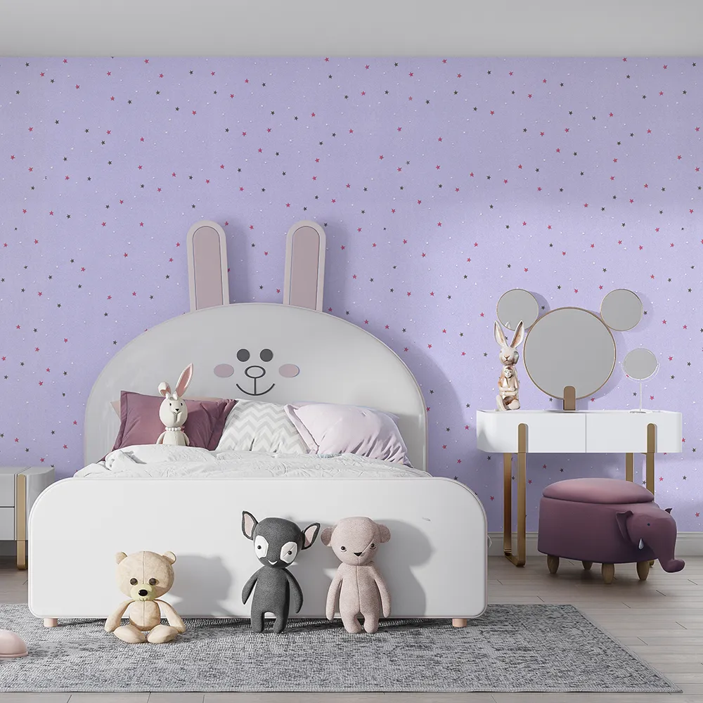 کاغذ دیواری کودک طرح ستاره باران | بنفش کد 12019